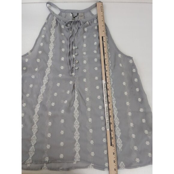 BKE Tank Top Womens L Gray Semi Sheer Embroidered Boho Festival Coastal Cowgirl - Picture 7 of 7